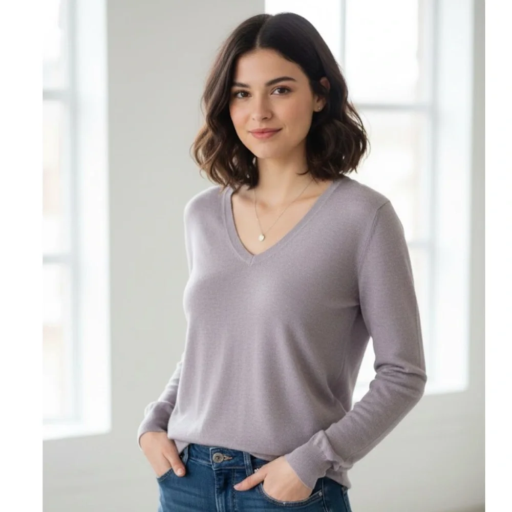 Banana‎ Republic Luxury Silk Cashmere & cotton Blend Sweater in light purple L